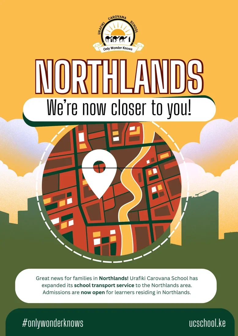 Northlands transport route flyer - Urafiki Carovana School is now closer to you